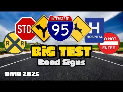 ROAD SIGNS big DMV test. 20 questions. Can you pass? #dmvtest #dmv2025 #permittest