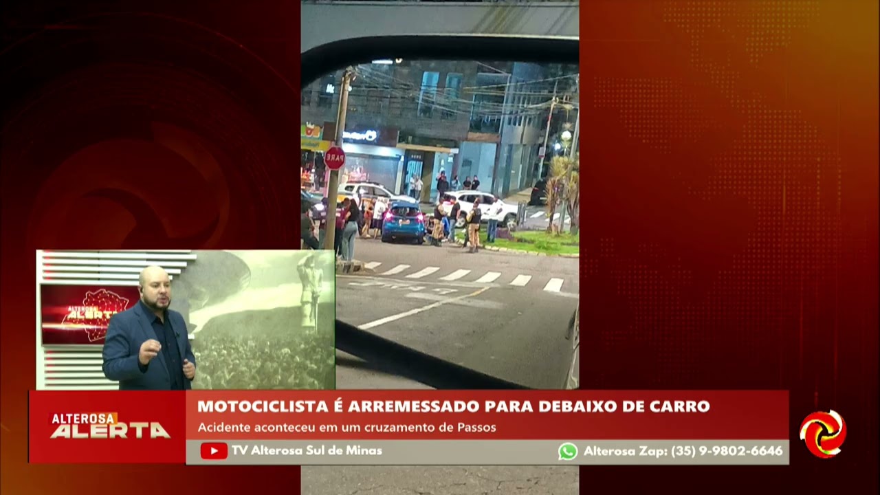 Motociclista fica ferido após acidente no cruzamento em Passos