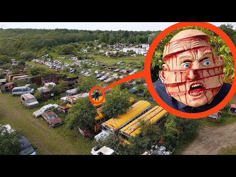 drone catches Slices the Demon at this abandoned car scrap yard (we found him)