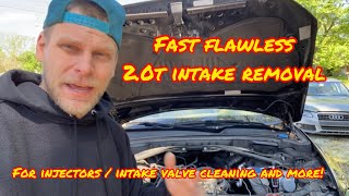 2.0t tfsi Audi VW 8min Intake Manifold Removing Master Tech moving Fast a4 a5 a6 q5 b8 injector