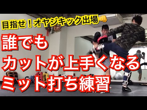 目指せオヤジキック出場！ミット打ち！前蹴りディフェンス説明！