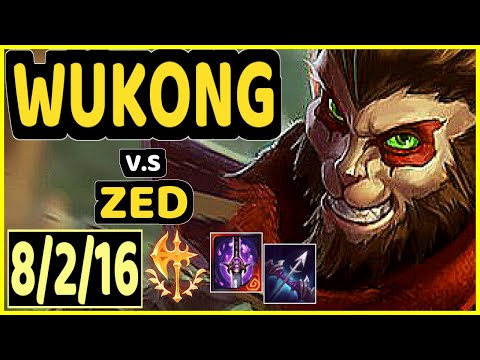 HARAMBE (WUKONG) vs ZED - 8/2/16 KDA MID GAMEPLAY - NA Ranked DIAMOND