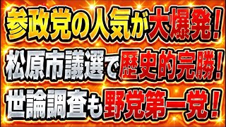 参政党人気が大爆発！！参政党が松原市議選で歴史的完勝！世論調査も野党第一党！完全に参政党に流れ来てる！
