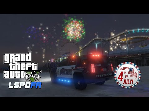 GTA 5 Mod LSPDFR - Guns and Fireworks! Happy 4th of July!