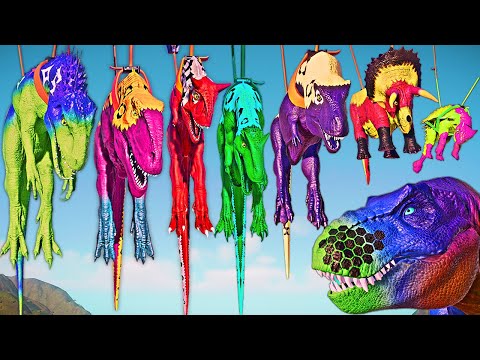 Shine Color Pack Dinosaurs! Indominus Rex Vs Albertosaurus & T-REX Jurassic World Evolution 2 Fight