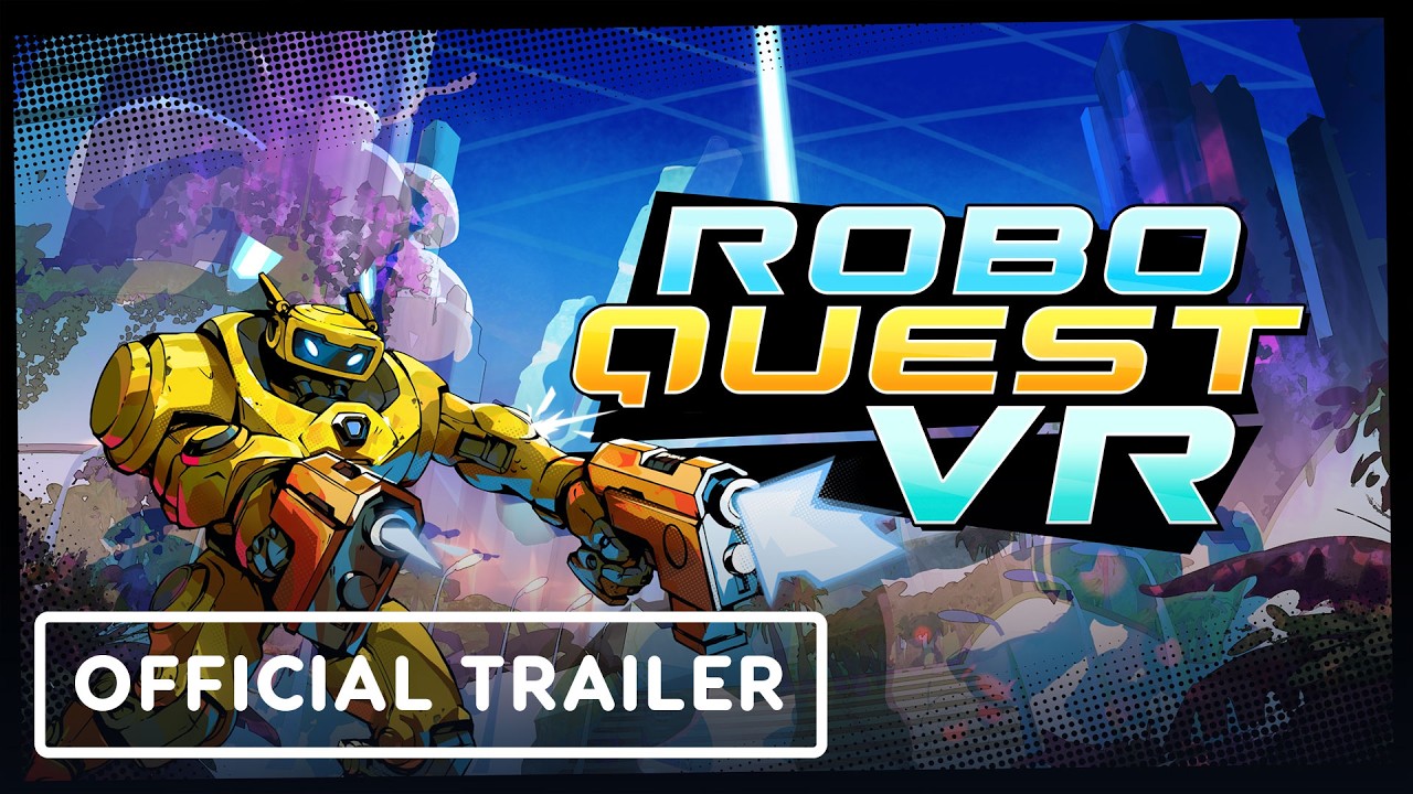 Roboquest VR co-op release date trailer showing fast-paced robot combat