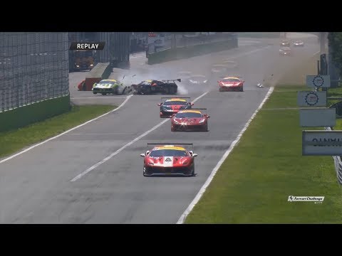Ferrari Challenge Europe (Copa Shell) 2017. Race 1 Autodromo Nazionale Monza. 1st Lap | Huge Crash