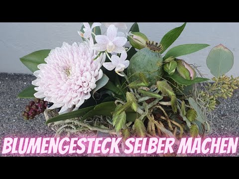 Floristik Anleitung - Blumengesteck rosa weiss -  Herbstdeko Idee mit Exotisches trifft herbstliches