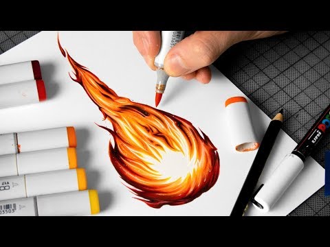 HOW TO DRAW FIRE with Copic Markers
