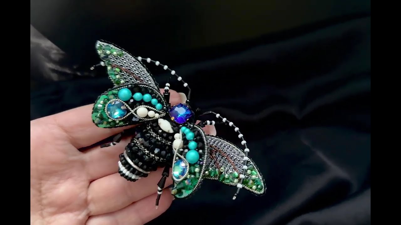 Black bug brooch with antennae | Handbrooch