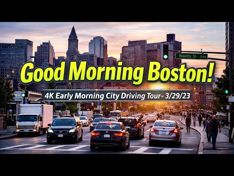 ☀️Good Morning Boston | 4K Early Morning City Driving Tour - 3/29/23