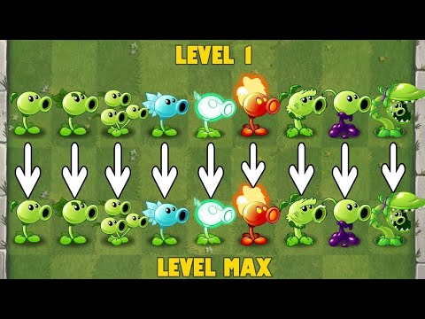 PvZ 2 Discovery - All PEASHOOTER Plants Level 1 Vs Max Level