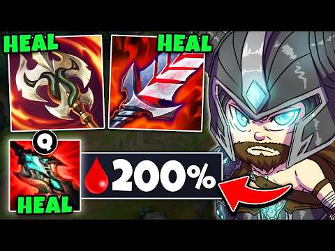 Tryndamere, but I only build lifesteal items and heal through anything (200% LIFESTEAL)