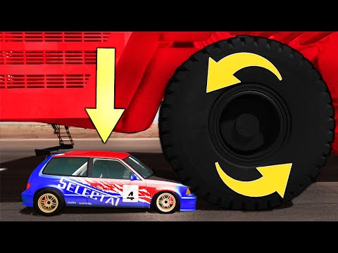 Damage Test: Belaz Big Wheels vs Cars | BeamNG.drive
