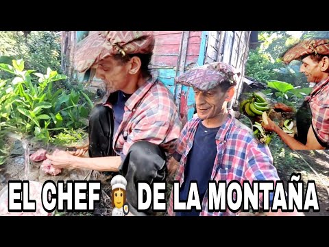 Don NEGRO HACIENDO el DESAYUNO temprano en la MAÑANA GUINEITO con CARNE, el CHEF de la MONTAÑA.