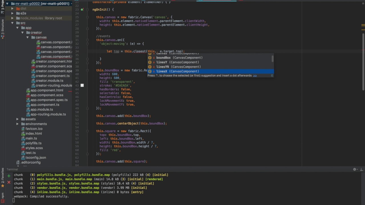 Angular2 Fabric JS Snap To Grid