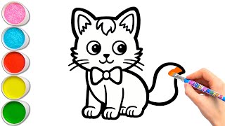 Gambar Anak Kucing di Rumah Menggambar, Melukis dan Mewarnai untuk Anak & Balita 🐈🐱🐈 #410