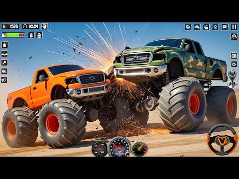 US Army Monster Trucks Demolition Derby Missiles Shooting Stunt Simulator - Android Gameplay.
