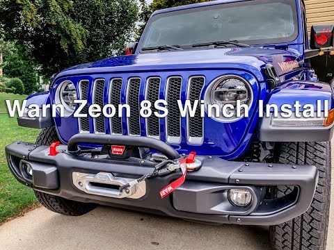 Installed Warn Zeon 8S Winch 2018 Jeep Wrangler JL Artec Winch Plate