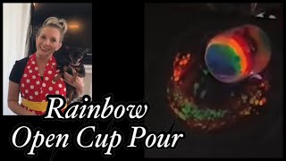 Open Cup Pour Painting with RAINBOW Colors!!! Acrylic Painting- Fluid Art
