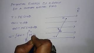 Potential  Energy of a Dipole in a Uniform Electric Field || By: Mr. Bipin Kumar Singh