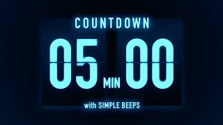 5 Minutes Countdown Timer 🔵 Flip Clock with Simple Beeps