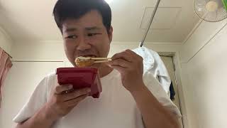 【元力士】だいこんとわかめの酢の物ととんかつ弁当を喰らう【朝ごはん】