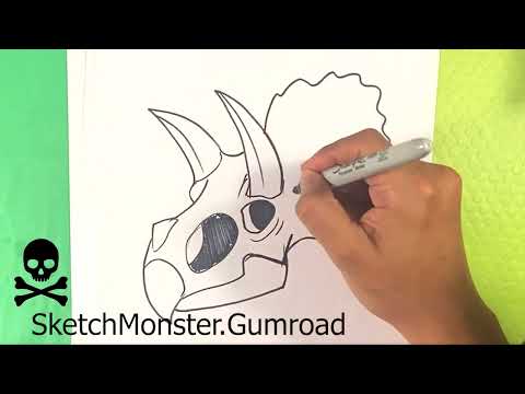 How to Draw DINOSAUR TRICERATOPS SKULL
