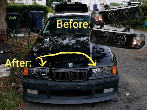 How to convert 1 piece e36 eagle eye projector headlights to 2 piece | Worlds most insane e36 build