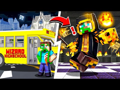 My FIRST DAY At WIZARD School in Minecraft! (magic)