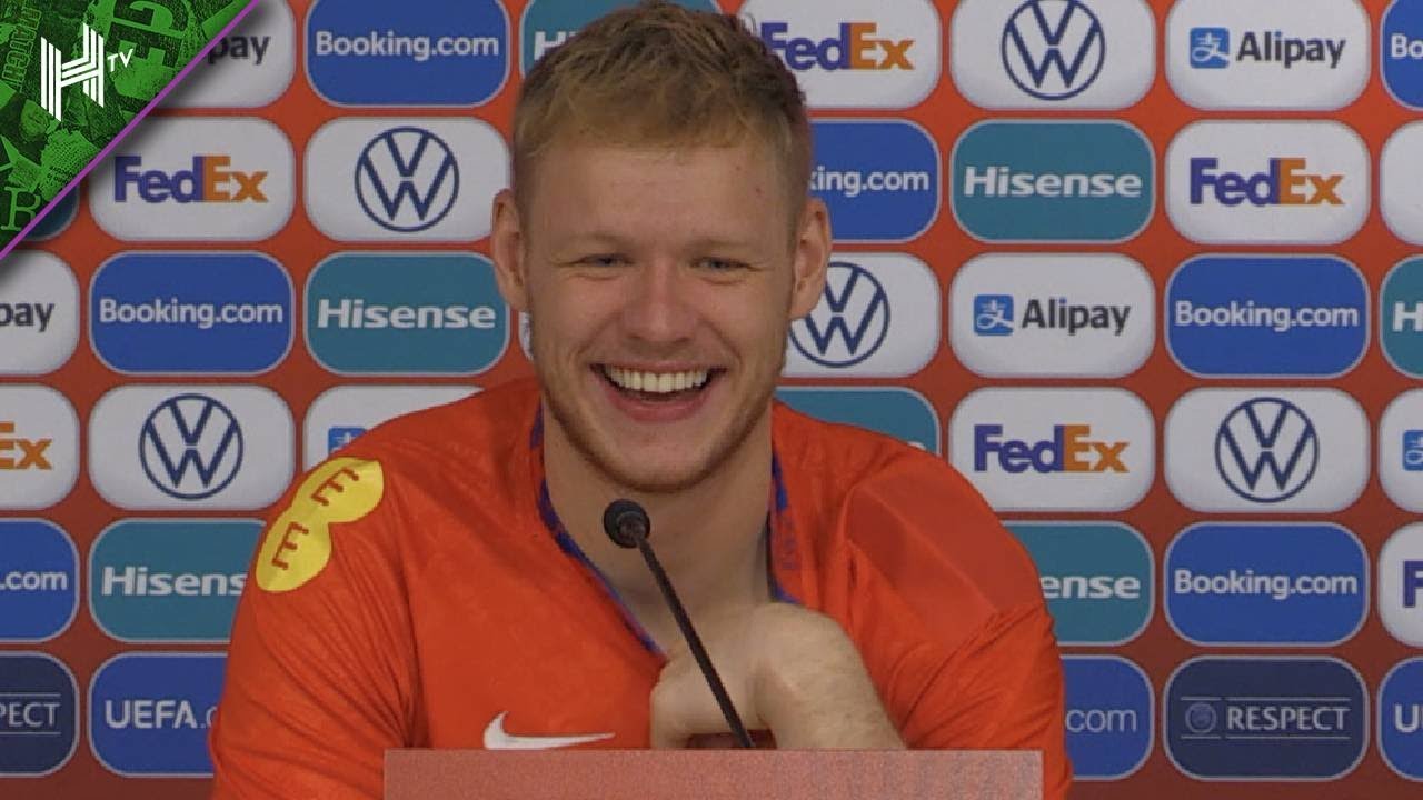 Aaron Ramsdale laughs as microphone fails after San Marino 0-10 England | Arsenal keeper interview