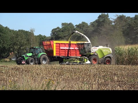 Mais hakselen door loonbedrijf te Bokkel met Claas Jaguar 860 & Deutz Fahr trekkers - Deel 1 (2022)