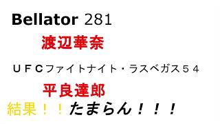 【Bellator 281】【UFC】渡辺華奈　平良達郎　結果！！しゃ～