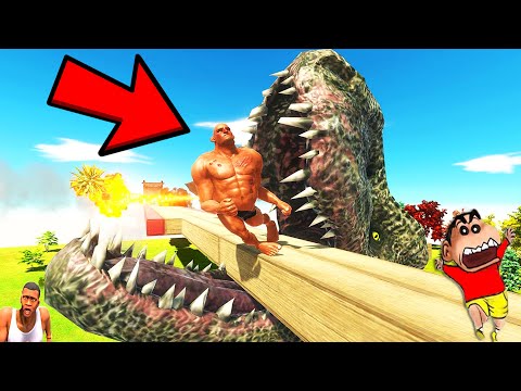 GIANT T-Rex Head vs Every Passing Unit With SHINCHAN and CHOP in ANIMAL REVOLT BATTLE SIMULATOR