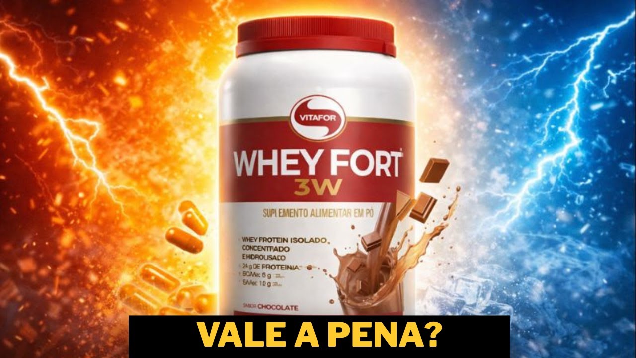 Miniatura da avaliação em vídeo de Suplemento Proteico Vitafor Whey Fort 3W Sabor Cookies 900g