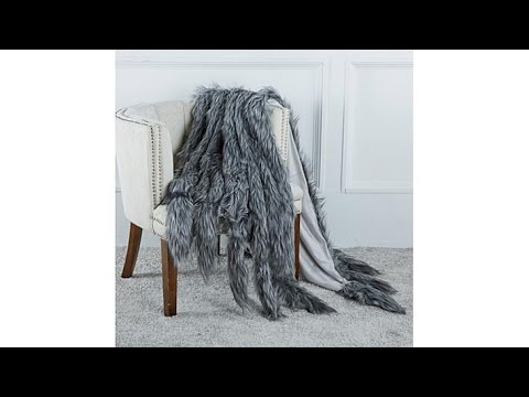 A by Adrienne Landau Faux Fur Throw with Tails