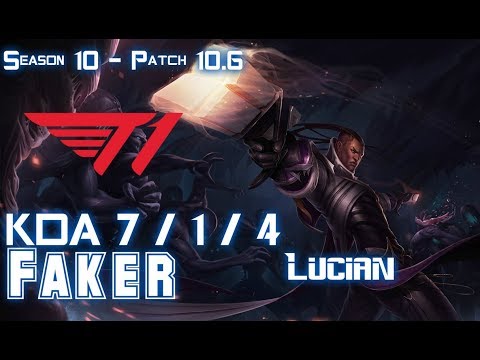 T1 Faker LUCIAN vs PANTHEON Mid - Patch 10.6 KR Ranked