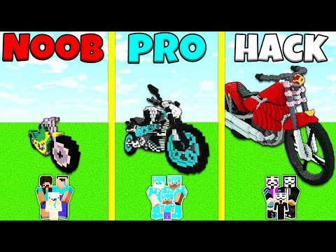 Minecraft Battle: NOOB vs PRO vs HACKER: FAMILY MOTORCYCLE BUILD CHALLENGE / Animation