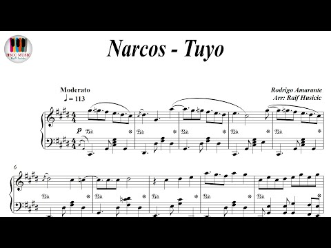 Narcos - Tuyo - Rodrigo Amarante, Piano Sheet Music, Piano Tutorial