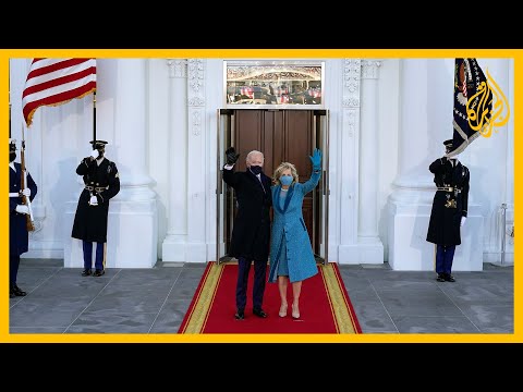 شاهد اللحظات الأولى لدخول جو بايدن البيت الأبيض