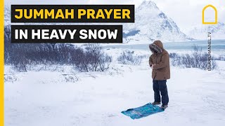 Jummah prayer in heavy snow