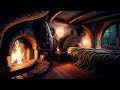 Cozy Hobbit Bedroom Relaxing Fireplace With Soothing Rainfall Sounds Rain On Roof Deep Sleep