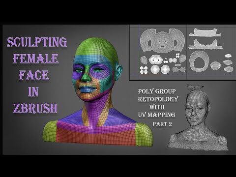 Sculpting Female head from a sphere in zbrush - Retopology and UV mapping part 2
