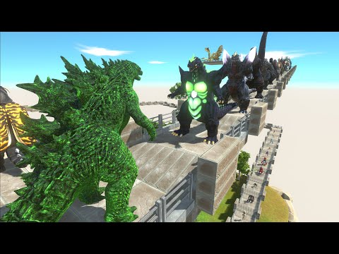 GODZILLA GREEN VS GHIDORAH LAVA DEATH CLIMB- Animal Revolt Battle Simulator