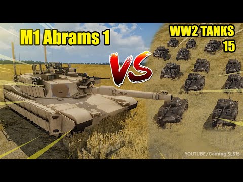 One M1 Abrams VS 15 WW2 M4 Sherman Tanks Battle - Modern tank Vs WW2 Tanks - ARMA 3