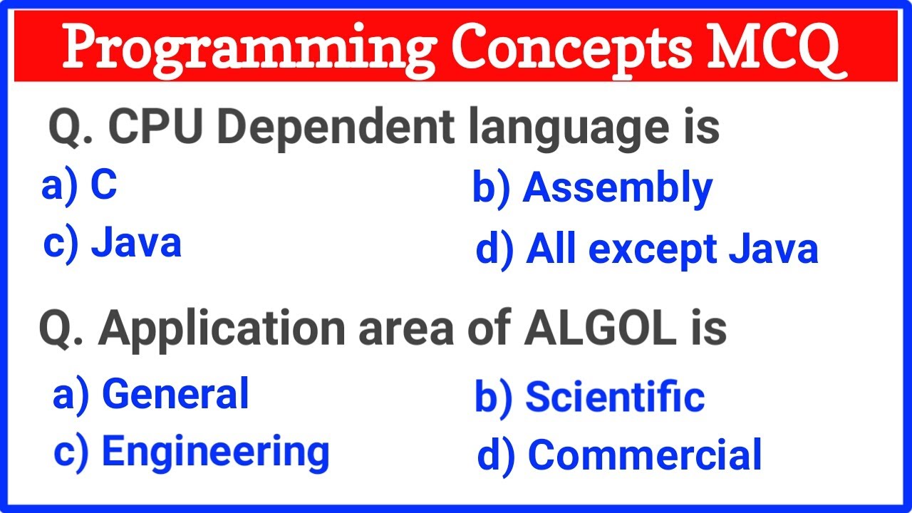 Programming Concepts MCQs Questions and Answers