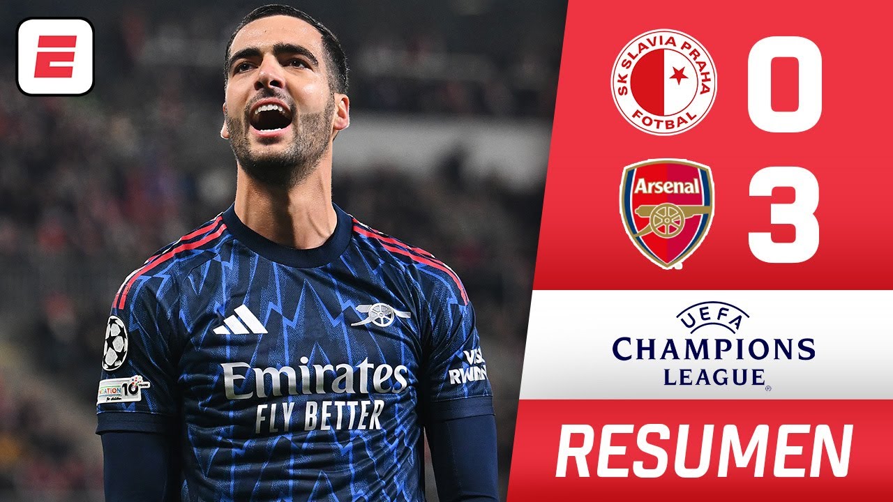 ARSENAL GOLEÓ 3-0 al SLAVIA PRAGA con DOBLETE de Merino y GOL de Saka | Resumen | Champions League