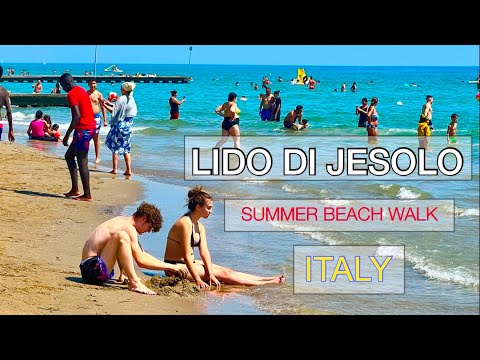 Lido di Jesolo beach walk (ITALY) spiaggia, 4K 2023