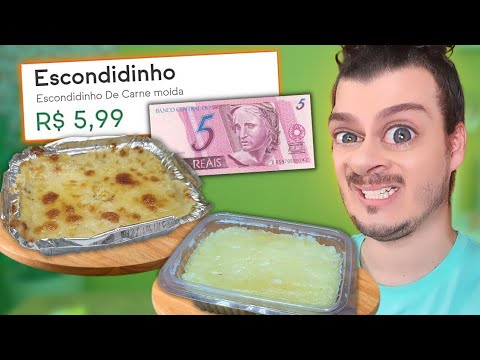 PROVAMOS AS COMIDAS MAIS BARATAS DO APLICATIVO: ESCONDIDINHO DE CARNE E FRANGO - Vale a pena?