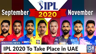IPL 2020 To Take Place in UAE